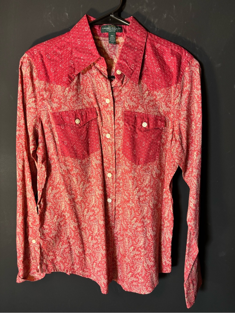 Lauren Ralph Lauren Red Paisley Button-Down Shirt-PM
